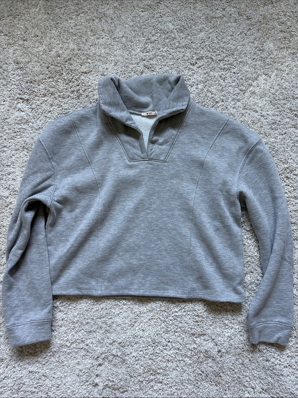 Gray Quarter-Zip Cropped Sweatshirt